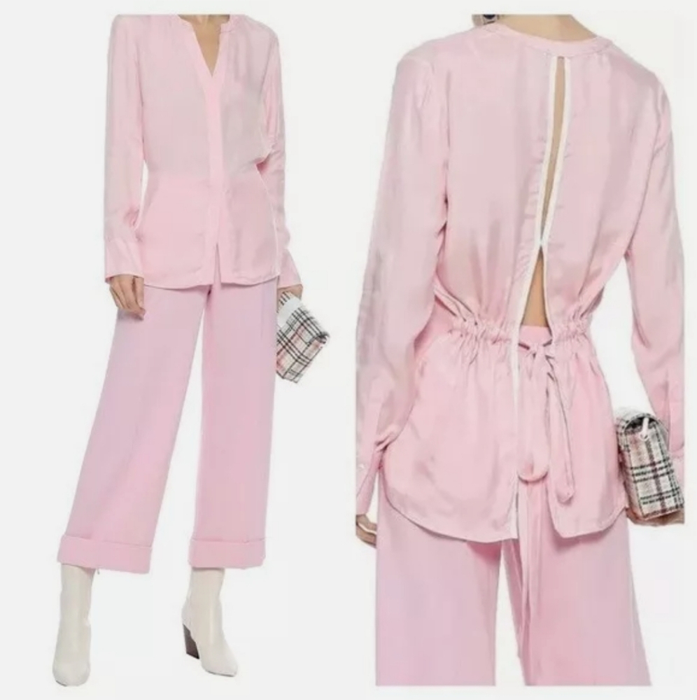 Sandro Cutout Drawstring Crepe Blouse Size 2/Medium